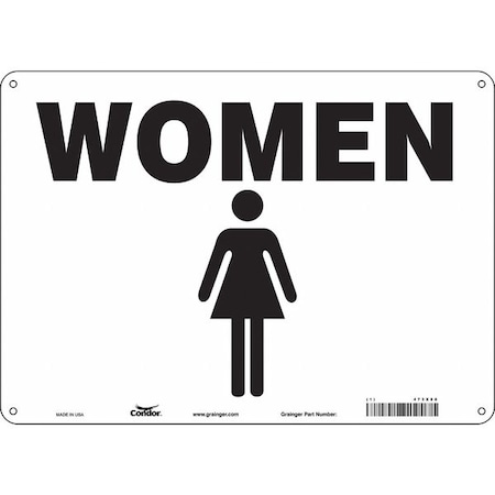 Condor Restroom Sign, WOMEN, 10 in W x 14 in H, Vertical Rectangle, Aluminum, 473X88 473X88