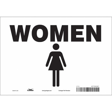 Condor Restroom Sign, WOMEN, 7 in W x 10 in H, Horizontal Rectangle, Vinyl, 473X91 473X91