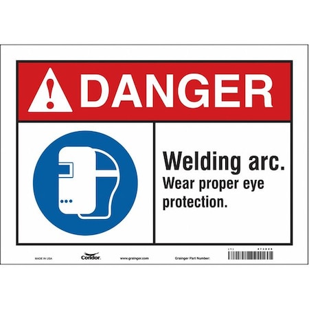Condor Safety Sign, 10 in Height, 14 in Width, Vinyl, Horizontal Rectangle, English, 473X26 473X26