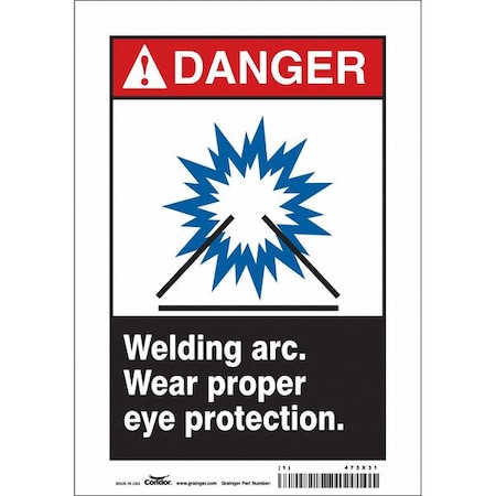 Condor Safety Sign, 10 in Height, 7 in Width, Vinyl, Horizontal Rectangle, English, 473X31 473X31