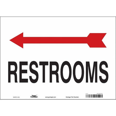 Condor RESTROOMS, 14 in W x 10 in H, Horizontal Rectangle, Vinyl, 473Y77 473Y77