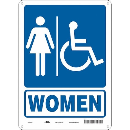 Condor Restroom Sign, WOMEN, 10 in W x 14 in H, Vertical Rectangle, Aluminum, 473Y01 473Y01