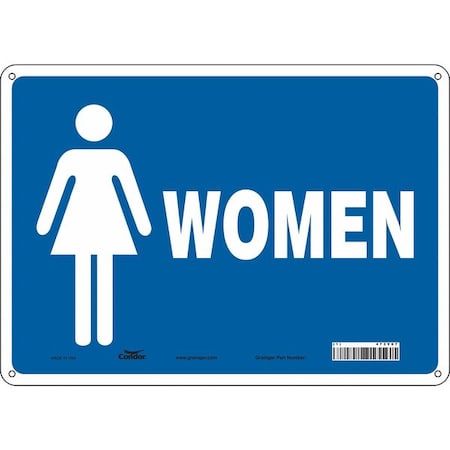 Condor Restroom Sign, WOMEN, 14 in W x 10 in H, Horizontal Rectangle, Aluminum, 473Y07 473Y07