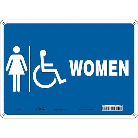 Condor Restroom Sign, WOMEN, 14 in W x 10 in H, Horizontal Rectangle, Aluminum, 473Y14 473Y14