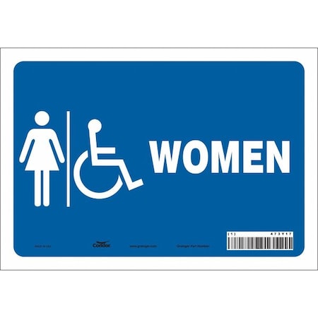 Condor Restroom Sign, WOMEN, 10 in W x 7 in H, Vertical Rectangle, Vinyl, 473Y17 473Y17