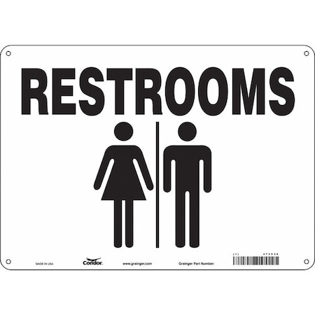 Condor RESTROOMS, 14 in W x 10 in H, Horizontal Rectangle, Aluminum, 473Y36 473Y36