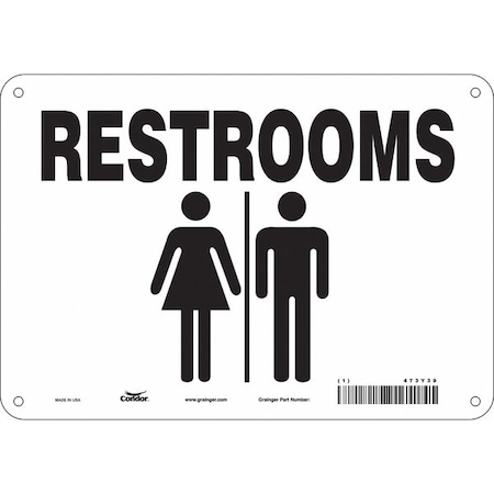 Condor RESTROOMS, 10 in W x 7 in H, Vertical Rectangle, Vinyl, 473Y39 473Y39