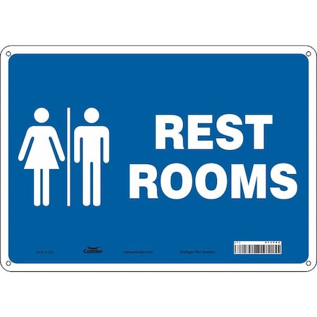Condor RESTROOMS, 14 in W x 10 in H, Horizontal Rectangle, Aluminum, 473Y42 473Y42