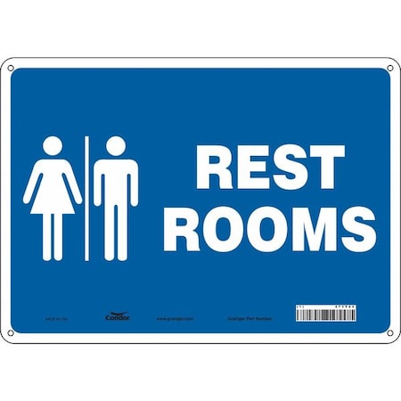 Condor RESTROOMS, 14 in W x 10 in H, Horizontal Rectangle, Polyethylene, 473Y44 473Y44