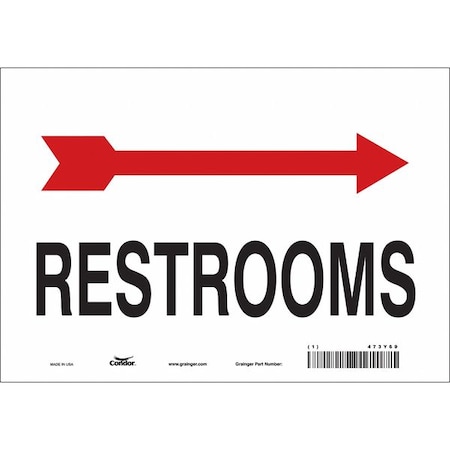 Condor RESTROOMS, 10 in W x 7 in H, Vertical Rectangle, Vinyl, 473Y69 473Y69