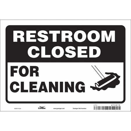 Condor FOR CLEANING, 10 in W x 7 in H, Vertical Rectangle, Vinyl, 473Z78 473Z78