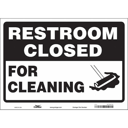 Condor FOR CLEANING, 14 in W x 10 in H, Horizontal Rectangle, Vinyl, 473Z79 473Z79