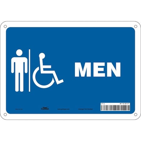 Condor Restroom Sign, MEN, 10 in W x 7 in H, Vertical Rectangle, Polyethylene, 473Z07 473Z07