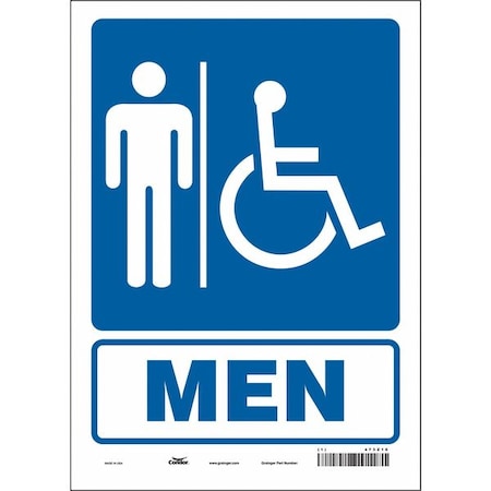 Condor Restroom Sign, MEN, 10 in W x 14 in H, Vertical Rectangle, Vinyl, 473Z16 473Z16
