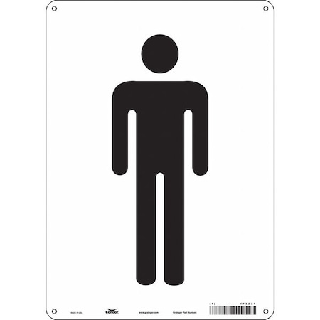Condor Restroom Sign, (MEN), 10 in W x 14 in H, Vertical Rectangle, Aluminum, 473Z21 473Z21