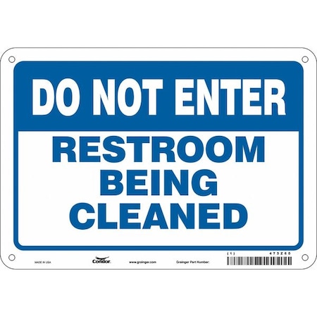 Condor RESTROOM BEING CLEANED, 10 in W x 7 in H, Vertical Rectangle, Aluminum, 473Z60 473Z60