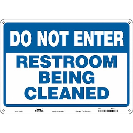 Condor RESTROOM BEING CLEANED, 14 in W x 10 in H, Horizontal Rectangle, Aluminum, 473Z61 473Z61