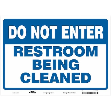 Condor RESTROOM BEING CLEANED, 14 in W x 10 in H, Horizontal Rectangle, Vinyl, 473Z65 473Z65