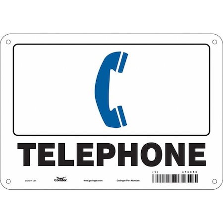 Condor Telephone w/Symbol, 10 in W x 7 in H, Vertical Rectangle, Aluminum, 473C86 473C86