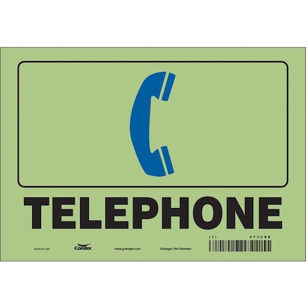 Condor Telephone w/Symbol, 10 in W x 7 in H, Vertical Rectangle, Glow Vinyl, 473C88 473C88