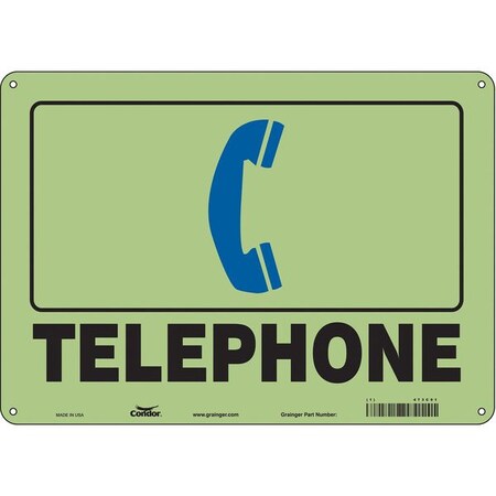 Condor Telephone w/Symbol, 14 in W x 10 in H, Horizontal Rectangle, Polyethylene, 473C91 473C91