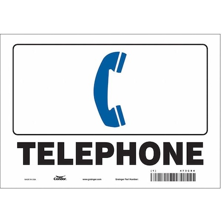 Condor Telephone w/Symbol, 10 in W x 7 in H, Vertical Rectangle, Vinyl, 473C94 473C94