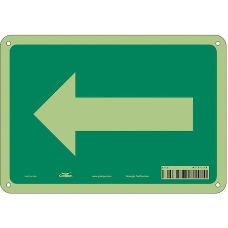 Condor Directional Sign, Left Arrow, 10 in W x 7 in H, Vertical Rectangle, Polyethylene, 473C11 473C11