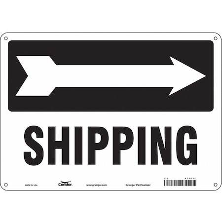 Condor Shipping w/Symbol, 14 in W x 10 in H, Horizontal Rectangle, Aluminum, 473C57 473C57
