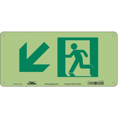 Condor Exit Sign, Aluminum, 15" W, 7" H, (Emergency Exit Symbol), White 473A80