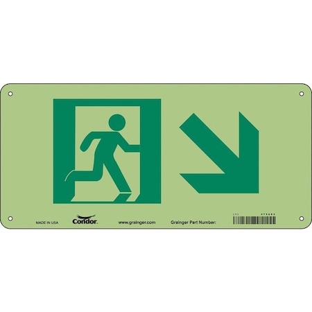 Condor Exit Sign, Aluminum, 14" W, 5" H, (Emergency Exit Symbol), White 473A83