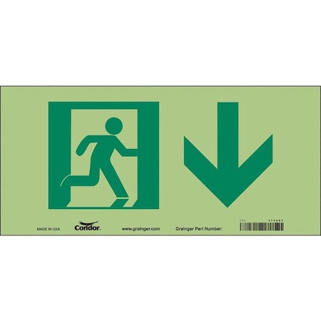 Condor Exit Sign, Vinyl, 15" W, 7" H, (Emergency Exit Symbol), White 473A84