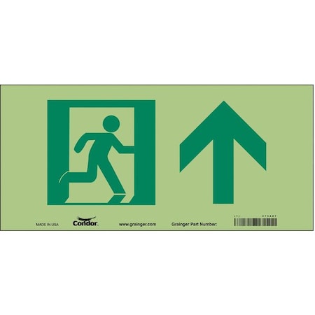 Condor Exit Sign, Vinyl, 15" W, 7" H, (Emergency Exit Symbol), White 473A87