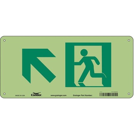 Condor Exit Sign, Aluminum, 15" W, 7" H, (Emergency Exit Symbol), White 473A92