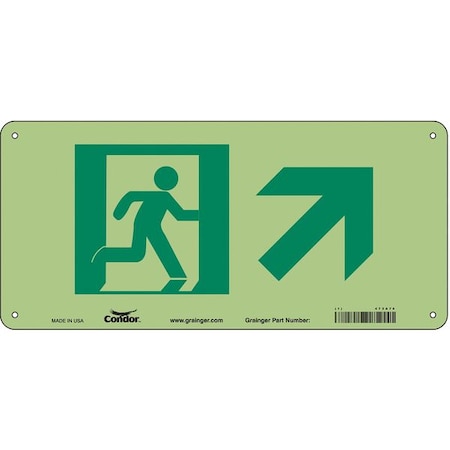 Condor Exit Sign, Aluminum, 15" W, 7" H, (Emergency Exit Symbol), White 473A74