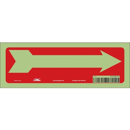 Condor Exit Sign, Vinyl, 10" W, 3-1/2" H, Red, White 473A31