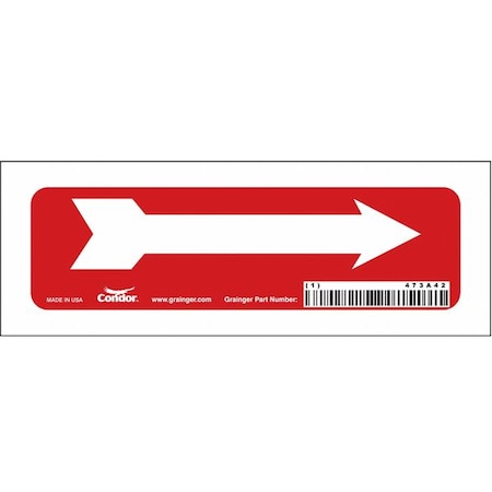 Condor Exit Sign, Vinyl, 7" W, 2-1/2" H, Pictogram Only, Red, White 473A42