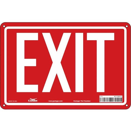 Condor Exit Sign, Plastic, 12" W, 8" H, Exit, Red 473A63