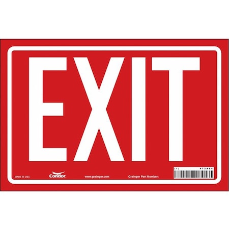 Condor Exit Sign, Vinyl, 12" W, 8" H, Exit, Red 473A64