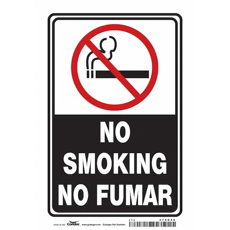 Condor Safety Sign, 10" H, 7 in W, Vinyl, Horizontal Rectangle, English, Spanish, 474D48 474D48