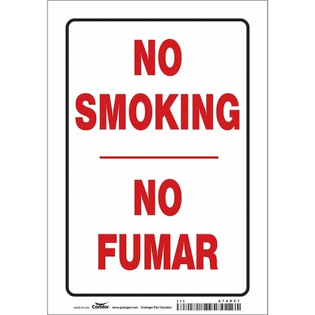 Condor Safety Sign, 10" H, 7 in W, Vinyl, Horizontal Rectangle, English, Spanish, 474D57 474D57