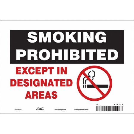 Condor Safety Sign, 7" H, 10" W, Vinyl, Vertical Rectangle, English, 474F10 474F10