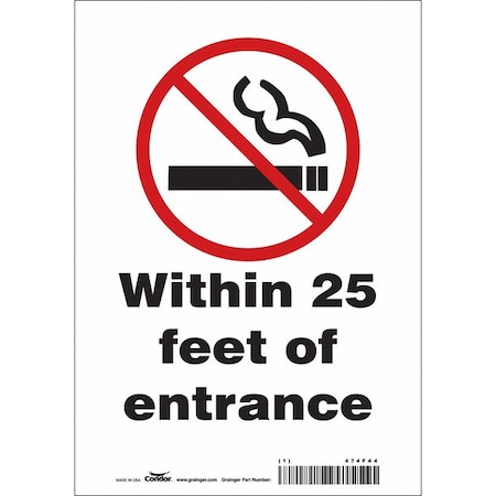 Condor Safety Sign, 10" H, 7 in W, Vinyl, Horizontal Rectangle, English, 474F44 474F44