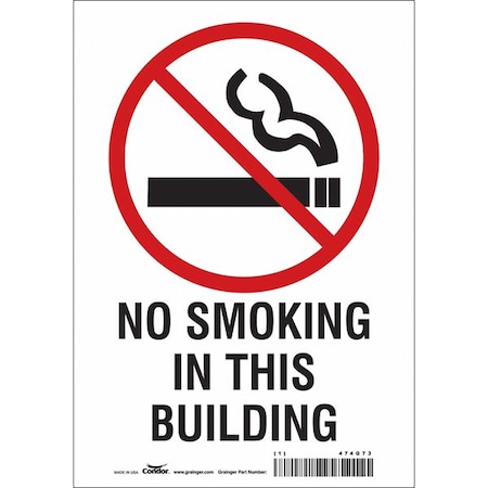 Condor Safety Sign, 10" H, 7 in W, Vinyl, Horizontal Rectangle, English, 474G73 474G73