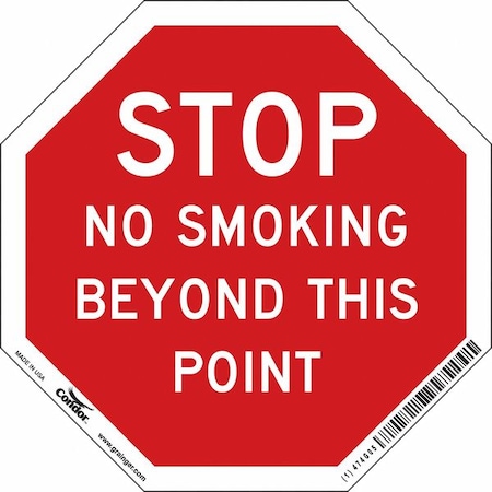 Condor No Header, Stop No Smoking Beyond This Sign, 6 in W x 6 in H, Square, Vinyl 474G05