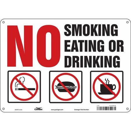 Condor Safety Sign, 10" H, 14 in W, Polyethylene, Horizontal Rectangle, English, 474H76 474H76