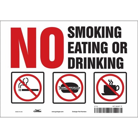 Condor Safety Sign, 7" H, 10" W, Vinyl, Vertical Rectangle, English, 474H77 474H77