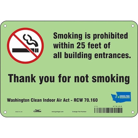 Condor Safety Sign, 7" H, 10" W, Polyethylene, Vertical Rectangle, English, 474J02 474J02