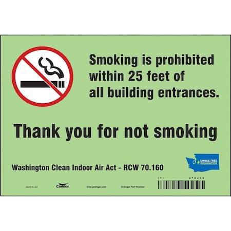 Condor Safety Sign, 7" H, 10" W, Vinyl, Vertical Rectangle, English, 474J04 474J04