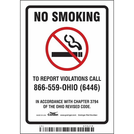 Condor Safety Sign, 5 in H, 3 1/2 in W, Vinyl, Vertical Rectangle, English, 474J16 474J16