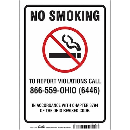 Condor Safety Sign, 10" H, 7 in W, Vinyl, Horizontal Rectangle, English, 474J17 474J17